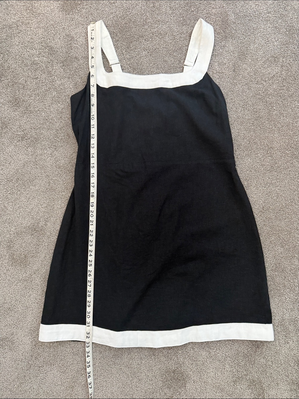 Abercrombie & Fitch Black/White Linen Wide Strap Mini Dress SZ L - Picture 8 of 10